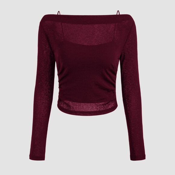 Boat Neck Long Sleeve Two-piece Top NWT - Picture 1 of 2